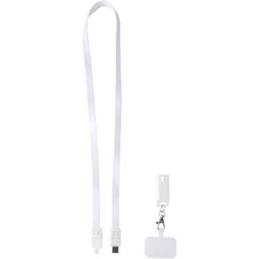 Logo trade promotional products image of: Franz recycled plastic smartphone lanyard with built-in data sync and 65W fast charge 5-in-1 cable