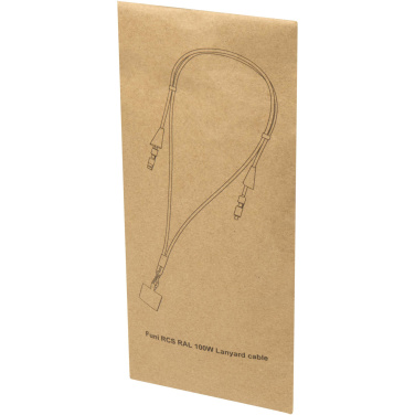 Logotrade promotional item image of: Funi recycled plastic smartphone lanyard with built-in data sync and 100W fast charge 5-in-1 cable