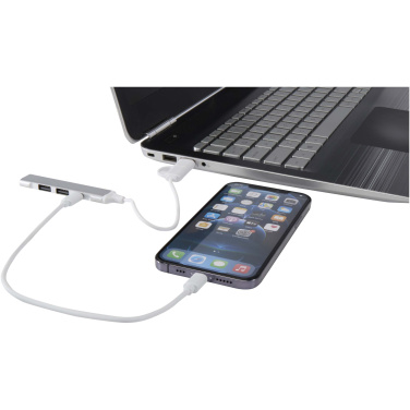 Logotrade promotional products photo of: Alkaid 4-port recycled aluminium USB-A and Type-C hub with dual input