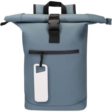 Logo trade promotional giveaways image of: Alkes 5000 mAh 12W recycled plastic water resistant power bank with carabiner