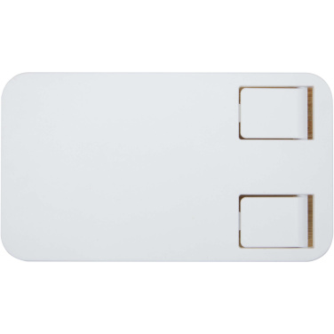 Logo trade promotional merchandise image of: Alfirk recycled plastic foldeable desk phone stand with bamboo details