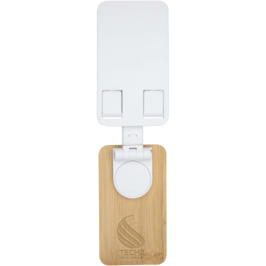 Logo trade promotional giveaway photo of: Alfirk recycled plastic foldeable desk phone stand with bamboo details