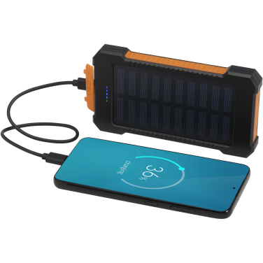 Logo trade promotional giveaways picture of: Altair 5000 mAh 10W recycled plastic rugged solar power bank with built-in torch