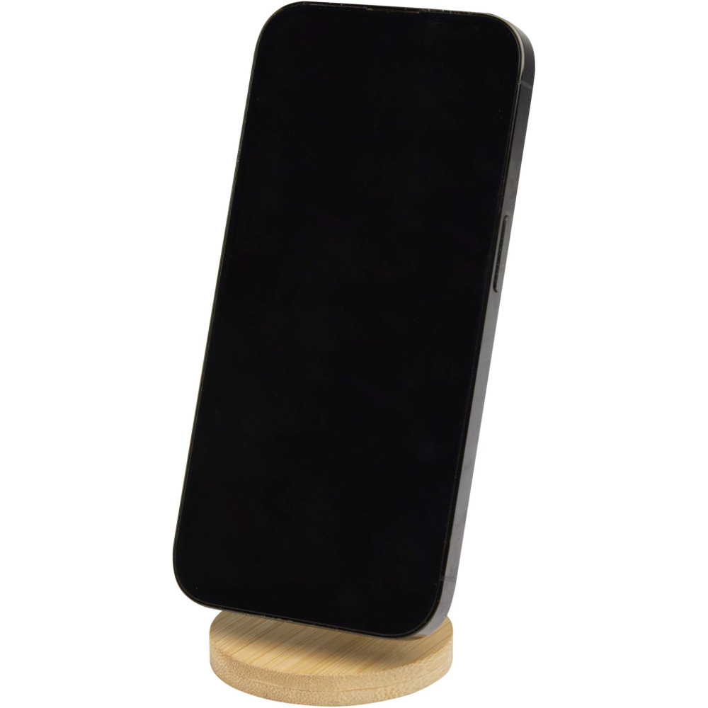 Logo trade corporate gift photo of: Alcor recycled plastic foldeable magnetic phone stand with bamboo details