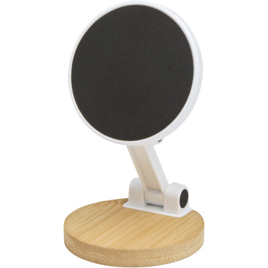 Logo trade advertising products image of: Alcor recycled plastic foldeable magnetic phone stand with bamboo details