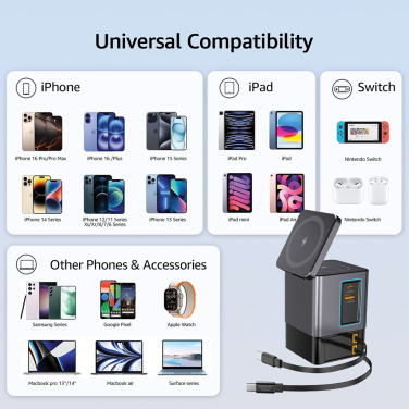 Logo trade promotional gifts image of: Urban Vitamin Sacramento 105W GAN charger+retractable cables