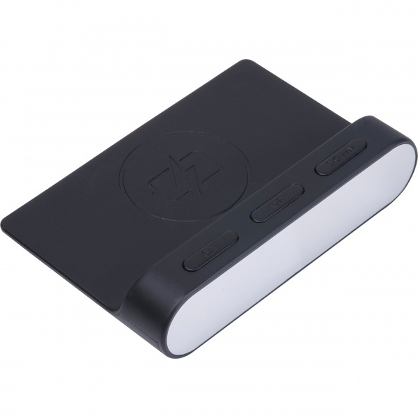 Logo trade promotional merchandise photo of: Alarm Clock and Wireless Charger ADELAIDE