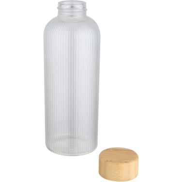 Logo trade advertising product photo of: Mirage 650 ml single-walled borosilicate glass bottle with bamboo lid