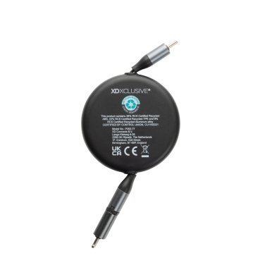 Logo trade promotional gifts picture of: Terra RCS recycled aluminium retractable 240W 2-in-1 cable
