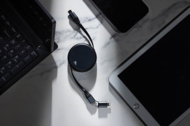 Logotrade corporate gift image of: Terra RCS recycled aluminium retractable 240W 2-in-1 cable