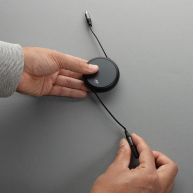 Logotrade promotional item image of: Terra RCS recycled aluminium retractable 240W 2-in-1 cable