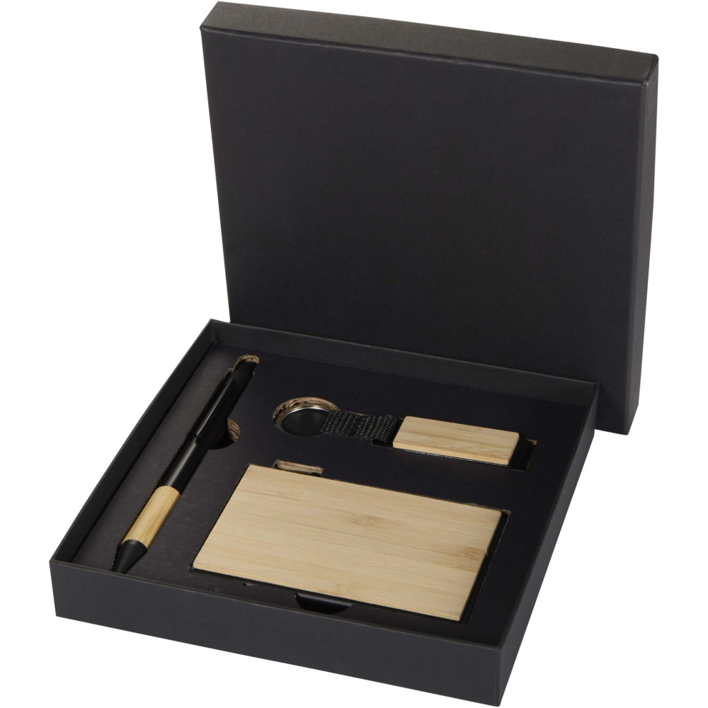 Logo trade promotional giveaways picture of: Minka RCS recycled aluminium ballpoint pen, keychain and RFID card holder gift set