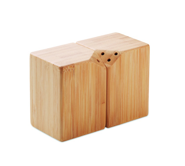 Logo trade promotional gift photo of: Bamboo salt & pepper set