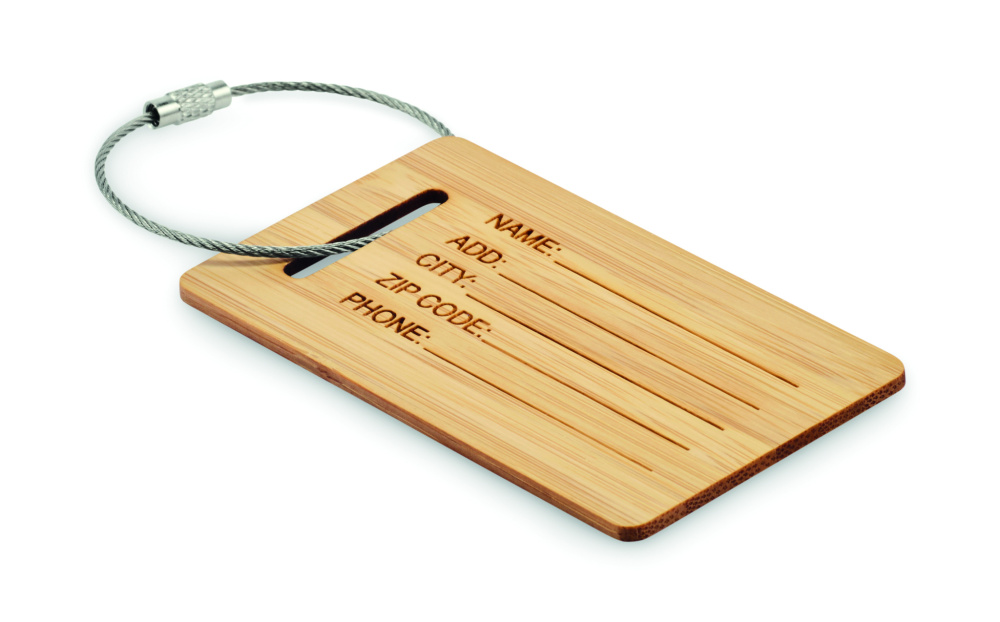 Logo trade advertising products image of: Bamboo luggage tag