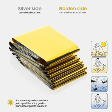 Logo trade promotional gifts picture of: Solra emergency blanket in RCS recycled RPET pouch