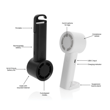 Logotrade promotional item picture of: Twist RCS recycled plastic re-chargeable portable fan