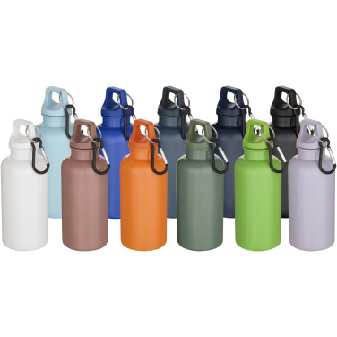 Logo trade promotional gift photo of: Oregon 400 ml solid colour RCS recycled plastic water bottle with carabiner