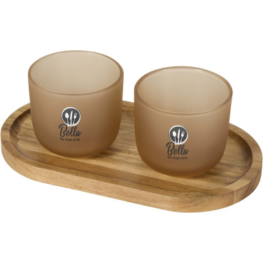 Logo trade promotional merchandise image of: Male wooden serving tray and glass cups set