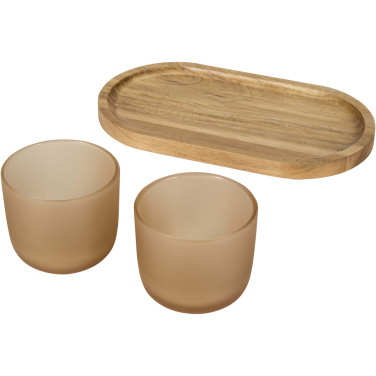 Logo trade corporate gifts picture of: Male wooden serving tray and glass cups set