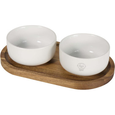 Logotrade corporate gifts photo of: Noa wooden tray and ceramic serving bowls set