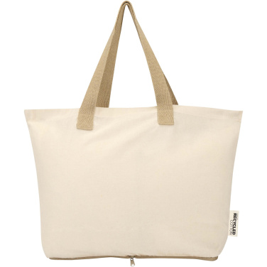 Logo trade business gifts image of: Sierra 140 g/m² GRS recycled foldable cotton tote bag 7L