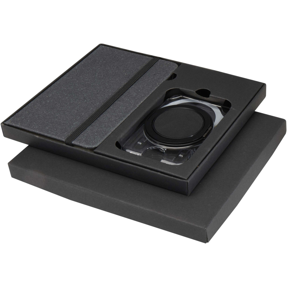 Logo trade business gifts image of: Kern A6 hard cover notebook and MagSafe wallet gift set