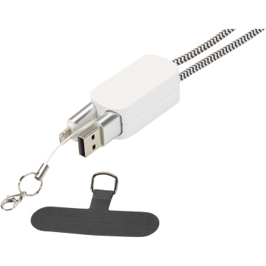 Logo trade promotional product photo of: Anser recycled plastic smartphone lanyard with 27W 5-in-1 built-in cable