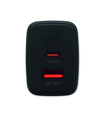 Logo trade promotional merchandise photo of: EU 2-pole wall adapter/charger