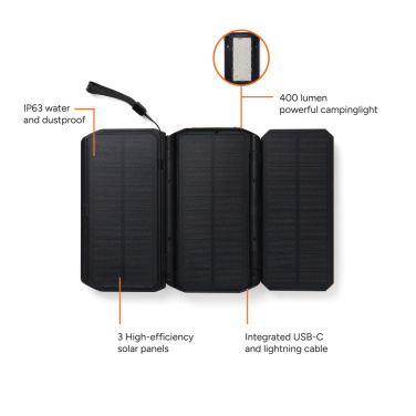 Logo trade promotional products image of: Nordic Drift Titan 10.000mAh solar powerbank with 3 panels
