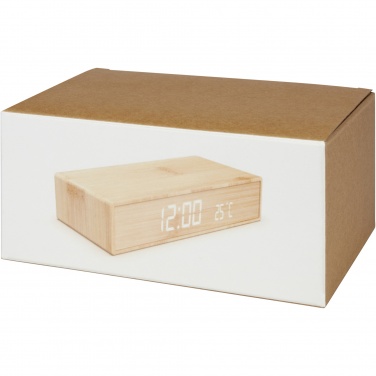 Logotrade ärikingid pilt: Minata bambusest juhtmevaba laadija koos kellaga