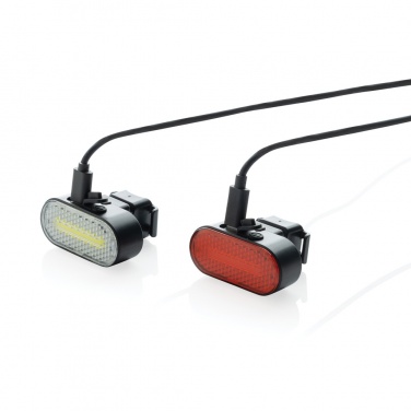 Logotrade reklaamkingituse foto: Lumino RCS taaskasutatud plastikust USB-taaslaetav rattatulede komplekt