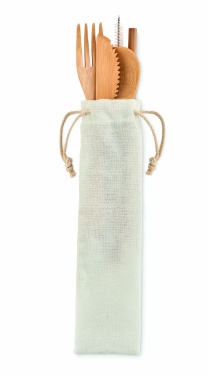 Logotrade ärikingituse foto: Bambusest söögiriistad õlgedega