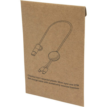 Logo trade firmakingi pilt: Chechia viis-ühes taaskasutatud plastist kiirlaadimiskaabel bambusdetailidega