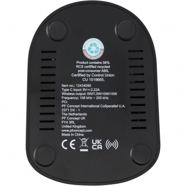 Logotrade mainostuote tuotekuva: Loop 15 W:n langaton kaksisuuntainen latausteline RCS-kierrätetystä muovista