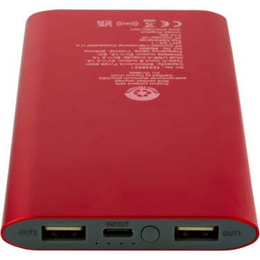 Logotrade mainoslahjat ja liikelahjat tuotekuva: Juice 8 000 mAh:n Type-C-varavirtalähde kierrätetystä alumiinista