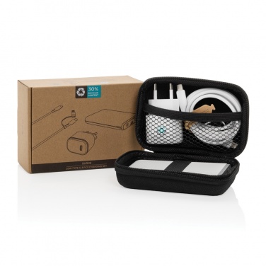 Logotrade mainoslahja tuotekuva: Surge RCS kierrätetty PET 20W tyyppi C lataussetti 3 kpl