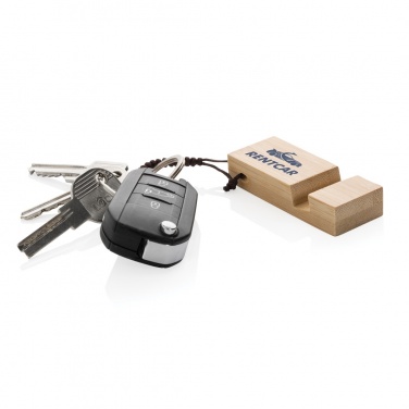 Logotrade mainoslahja tuotekuva: Standkey puhelinteline avaimenperä bambua