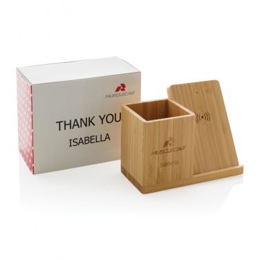 Logo trade mainostuote kuva: Calgary bambuinen 10W langaton laturi