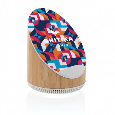 Logo trade liikelahja kuva: Ovate bambuinen 5W kaiutin 15W langattomalla laturilla