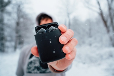 Logo trade liikelahjat tuotekuva: Skywave aurinkovoimakuulokkeet RCS kierrätetystä muovista