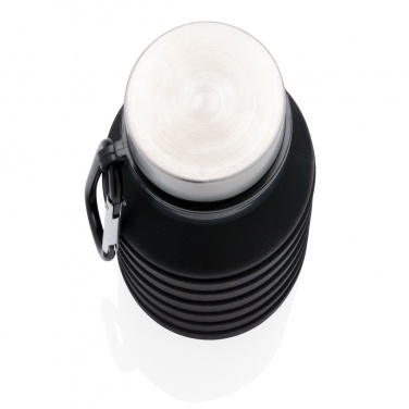 Logotrade mainostuotet kuva: Vuodonkestävä taitettava silikonipullo kannella