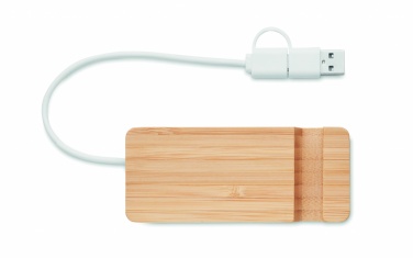 Logotrade mainostuote tuotekuva: 4 portin USB-keskitin bambua