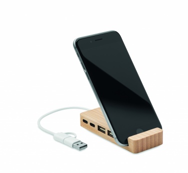 Logo trade liikelahjat mainoslahjat kuva: 4 portin USB-keskitin bambua