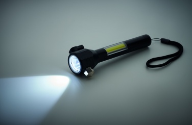 Logo trade liikelahjat tuotekuva: 3 in 1 alumiininen taskulamppu hätä vasaralla ja turvavyöleikkurilla mukautettavalla painatuksella