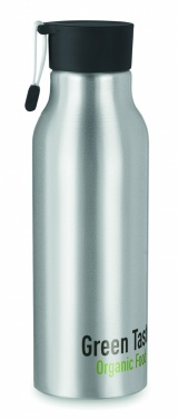 Logotrade mainostuotet kuva: Yksiseinäinen 500 ml alumiinipullo, PP korkki ja silikoninen hihna mukautettavalla painatuksella
