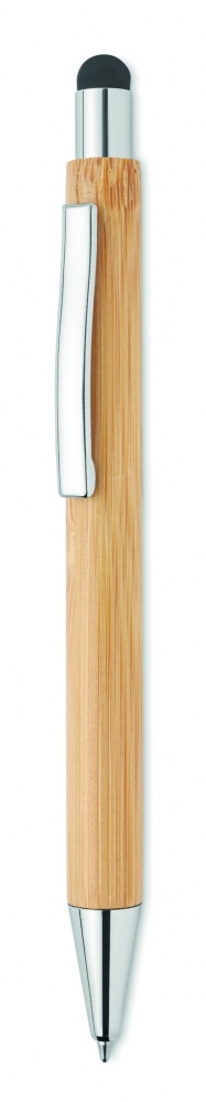 Logo trade liikelahja kuva: Bambuinen kuulakärkikynä sinisellä musteella