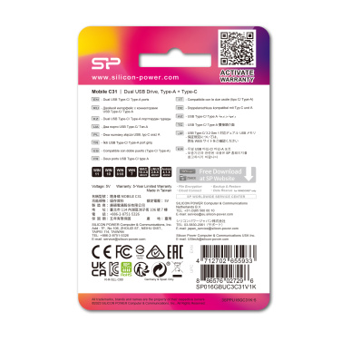 Logotrade liikelahjat mainoslahjat tuotekuva: Pendrive USB/type - C Silicon Power Mobile C31 3.0 OTG