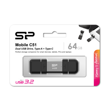 Logotrade mainoslahja tuotekuva: Pendrive Silicon Power Mobile - C51 3.2, 64 Gt