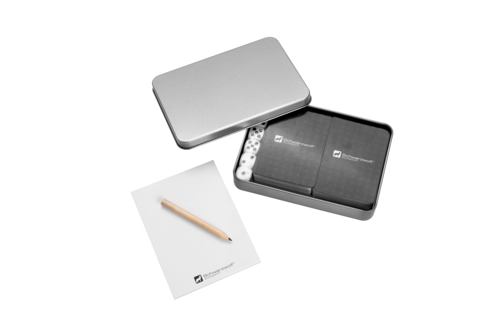 Logotrade liikelahjat kuva: Sarja pelikortteja ja noppia MURRAY Schwarzwolf