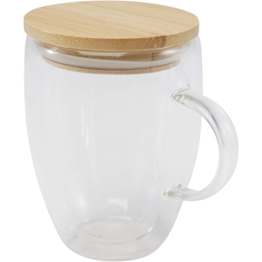 Logotrade mainoslahjat kuva: Leona 350 ml:n lasikuppi bambukannella